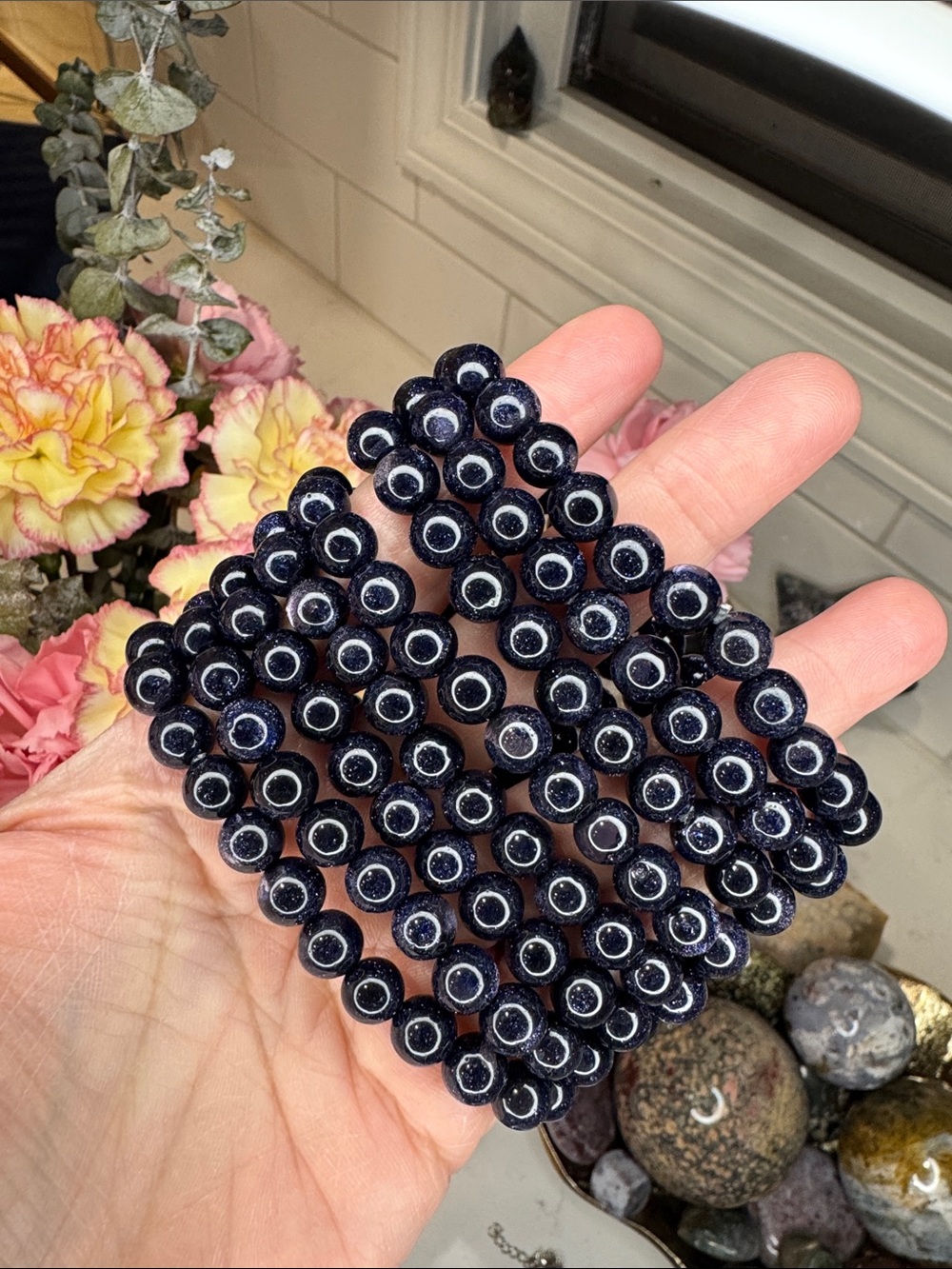 Blue Sandstone Bracelet - Dark Blue & Sparkles! (Listing is for one): B1073